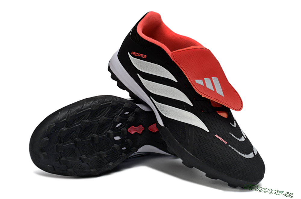 Men's Adidas Predator 25 Elite Fold-Over Tongue TF Artificial Turf Low-Tops Football Shoes - Black/Fiery Red/White 3