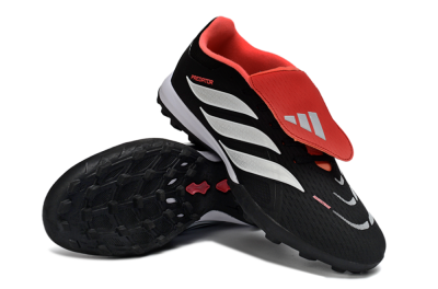 Men's Adidas Predator 25 Elite Fold-Over Tongue TF Artificial Turf Low-Tops Football Shoes - Black/Fiery Red/White