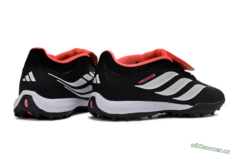 Men's Adidas Predator 25 Elite Fold-Over Tongue TF Artificial Turf Low-Tops Football Shoes - Black/Fiery Red/White 6