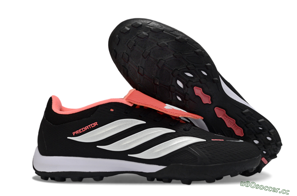 Men's Adidas Predator 25 Elite Fold-Over Tongue TF Artificial Turf Low-Tops Football Shoes - Black/Fiery Red/White 2