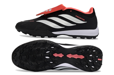 Men's Adidas Predator 25 Elite Fold-Over Tongue TF Artificial Turf Low-Tops Football Shoes - Black/Fiery Red/White