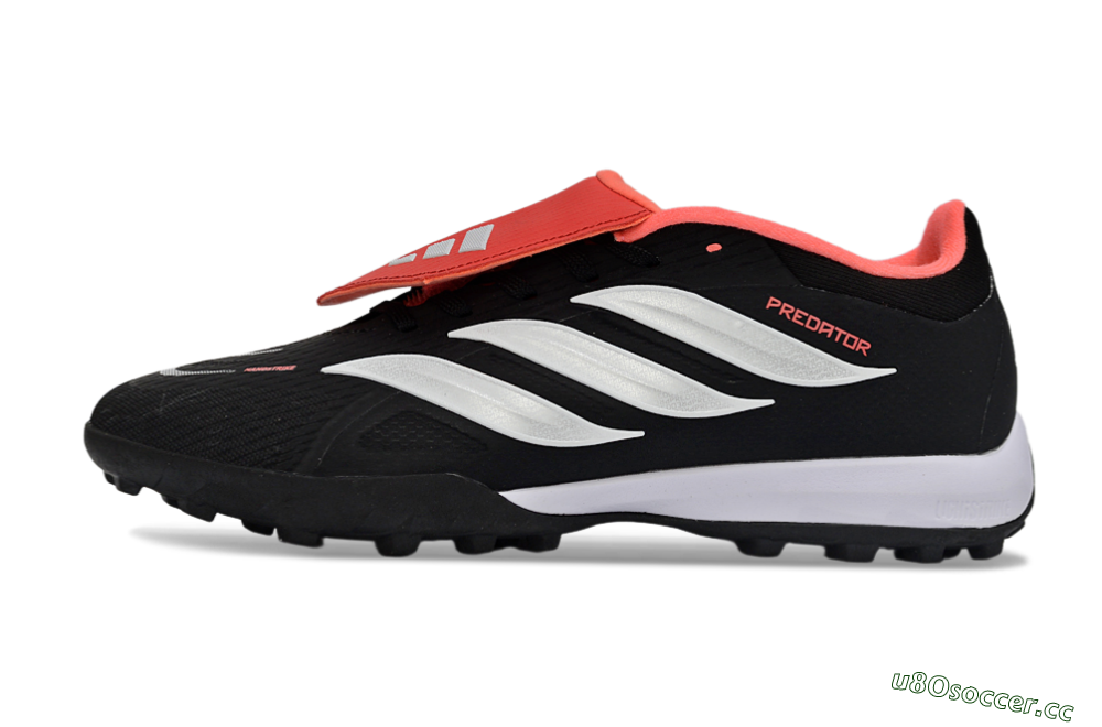 Men's Adidas Predator 25 Elite Fold-Over Tongue TF Artificial Turf Low-Tops Football Shoes - Black/Fiery Red/White 0