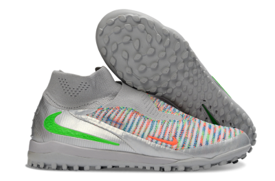 Unisex Nike Phantom 6 Elite TF Artificial Turf High-Tops Football Shoes - Grey/Electric Green/Pink Sport