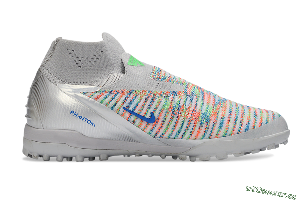 Unisex Nike Phantom 6 Elite TF Artificial Turf High-Tops Football Shoes - Grey/Electric Green/Pink Sport 7