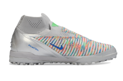 Unisex Nike Phantom 6 Elite TF Artificial Turf High-Tops Football Shoes - Grey/Electric Green/Pink Sport