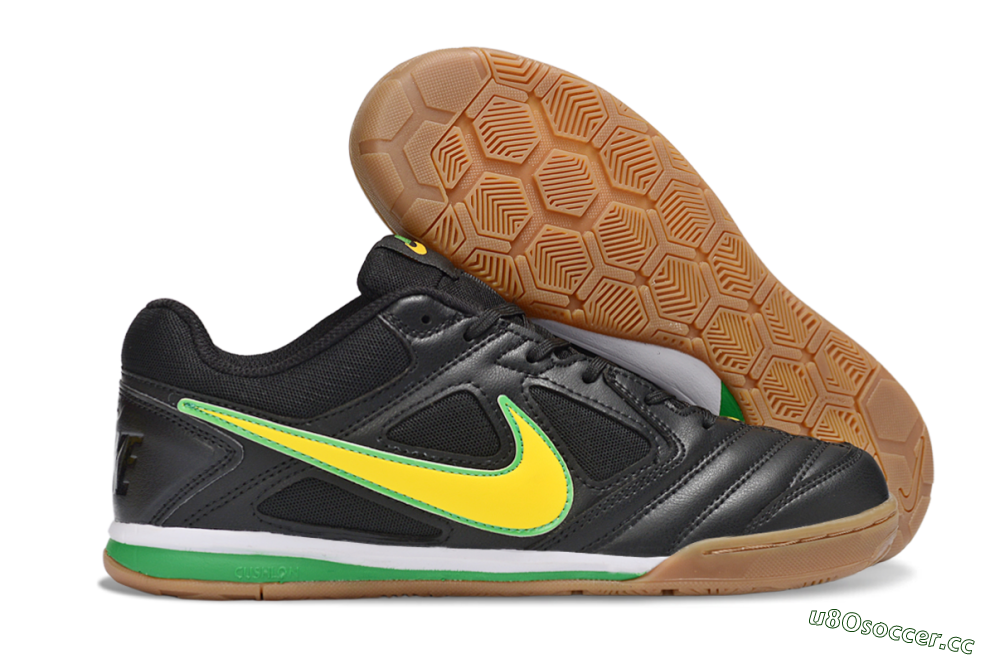 Men's Supreme x Nike SB Gato IC Indoor & Futsal Low-Tops Football Shoes - Black/Lime Green/Yellow Glow 2