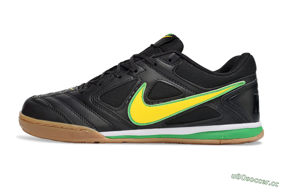 Men's Supreme x Nike SB Gato IC Indoor & Futsal Low-Tops Football Shoes - Black/Lime Green/Yellow Glow 0