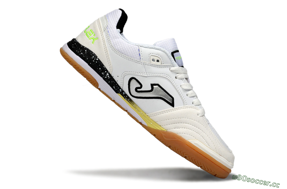 Men's Joma Top Flex IC Indoor & Futsal Low-Tops Football Shoes - White/Black/Neon Green 4