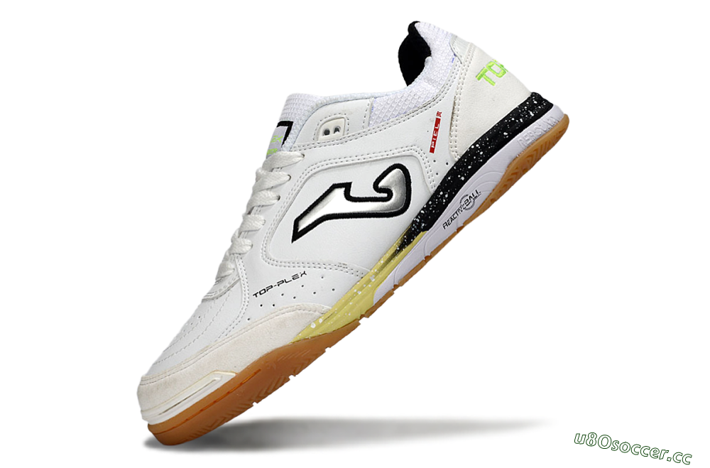 Men's Joma Top Flex IC Indoor & Futsal Low-Tops Football Shoes - White/Black/Neon Green 5