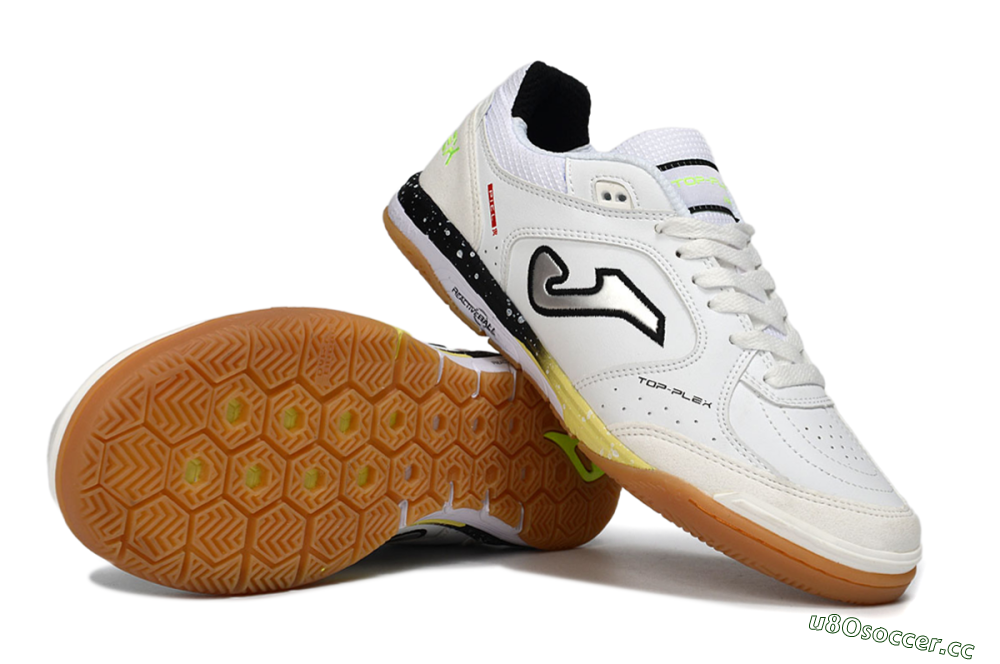 Men's Joma Top Flex IC Indoor & Futsal Low-Tops Football Shoes - White/Black/Neon Green 1