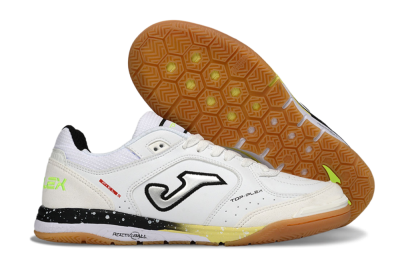 Men's Joma Top Flex IC Indoor & Futsal Low-Tops Football Shoes - White/Black/Neon Green