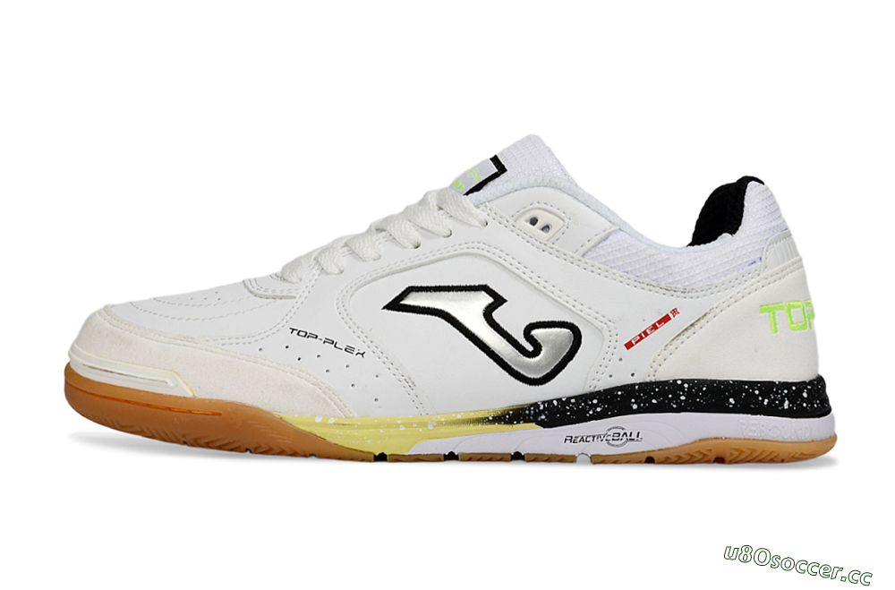 Men's Joma Top Flex IC Indoor & Futsal Low-Tops Football Shoes - White/Black/Neon Green 0