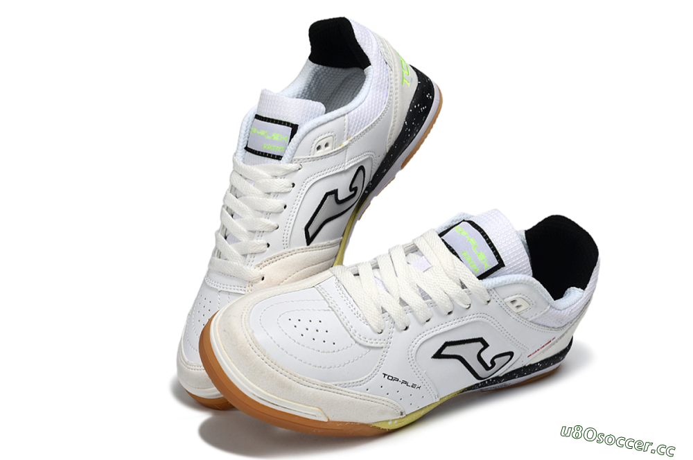 Men's Joma Top Flex IC Indoor & Futsal Low-Tops Football Shoes - White/Black/Neon Green 3