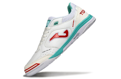 Men's Joma Top Flex IC Indoor & Futsal Low-Tops Football Shoes - White/Aqua Blue/Red