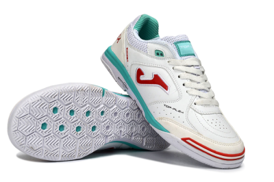 Men's Joma Top Flex IC Indoor & Futsal Low-Tops Football Shoes - White/Aqua Blue/Red