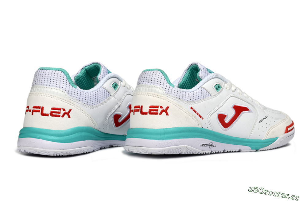 Men's Joma Top Flex IC Indoor & Futsal Low-Tops Football Shoes - White/Aqua Blue/Red 6