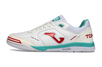 Men's Joma Top Flex IC Indoor & Futsal Low-Tops Football Shoes - White/Aqua Blue/Red