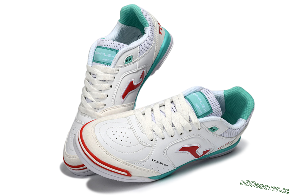 Men's Joma Top Flex IC Indoor & Futsal Low-Tops Football Shoes - White/Aqua Blue/Red 3