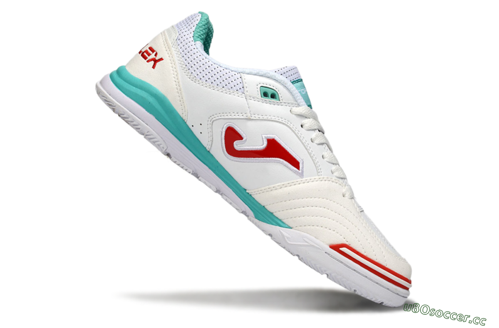 Men's Joma Top Flex IC Indoor & Futsal Low-Tops Football Shoes - White/Aqua Blue/Red 4