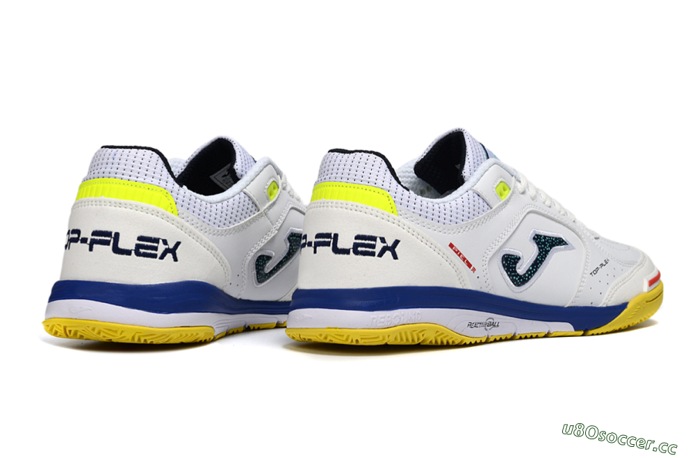 Men's Joma Top Flex IC Indoor & Futsal Low-Tops Football Shoes - White/Bright Yellow/Royal Blue 6