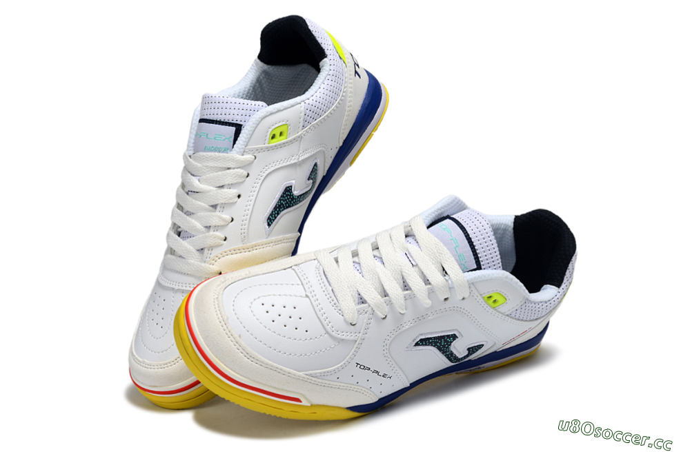 Men's Joma Top Flex IC Indoor & Futsal Low-Tops Football Shoes - White/Bright Yellow/Royal Blue 3