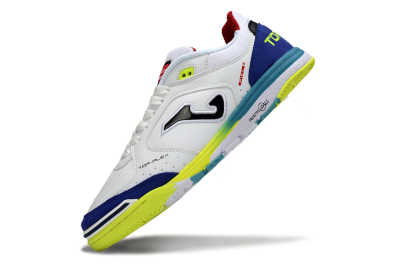 Men's Joma Top Flex IC Indoor & Futsal Low-Tops Football Shoes - White/Electric Yellow/Deep Blue