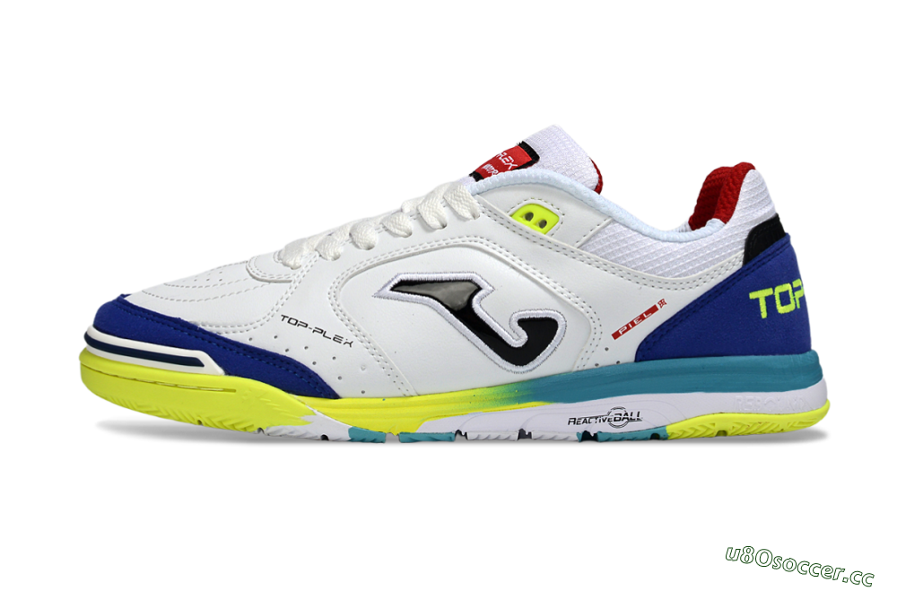 Men's Joma Top Flex IC Indoor & Futsal Low-Tops Football Shoes - White/Electric Yellow/Deep Blue 0