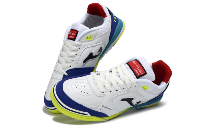 Men's Joma Top Flex IC Indoor & Futsal Low-Tops Football Shoes - White/Electric Yellow/Deep Blue
