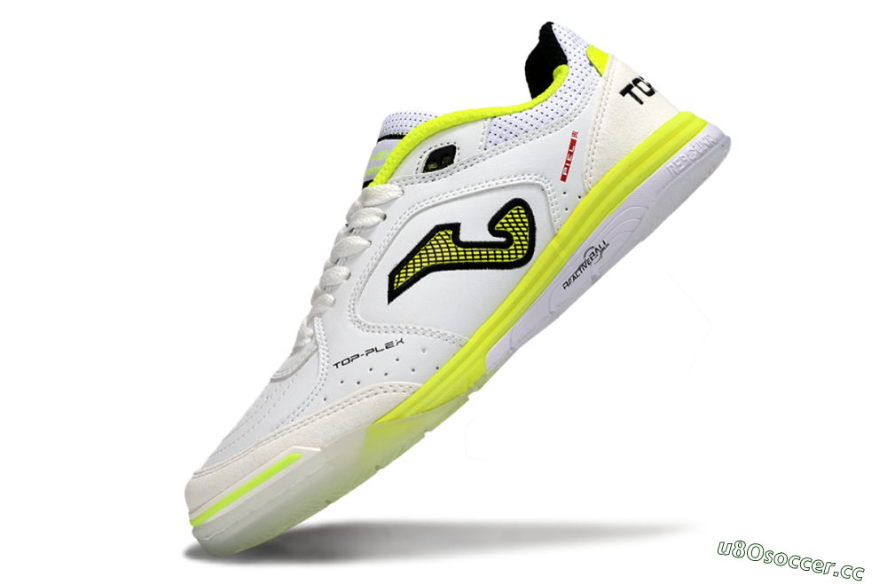 Men's Joma Top Flex IC Indoor & Futsal Low-Tops Football Shoes - White/Neon Yellow/Black 5