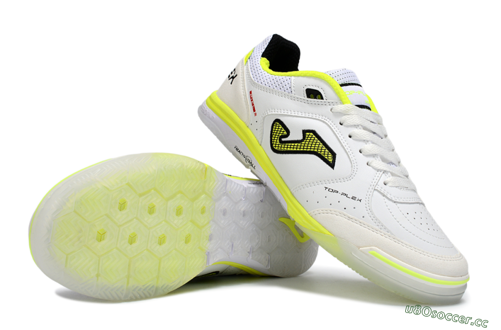 Men's Joma Top Flex IC Indoor & Futsal Low-Tops Football Shoes - White/Neon Yellow/Black 1