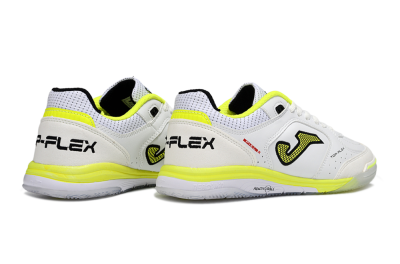 Men's Joma Top Flex IC Indoor & Futsal Low-Tops Football Shoes - White/Neon Yellow/Black