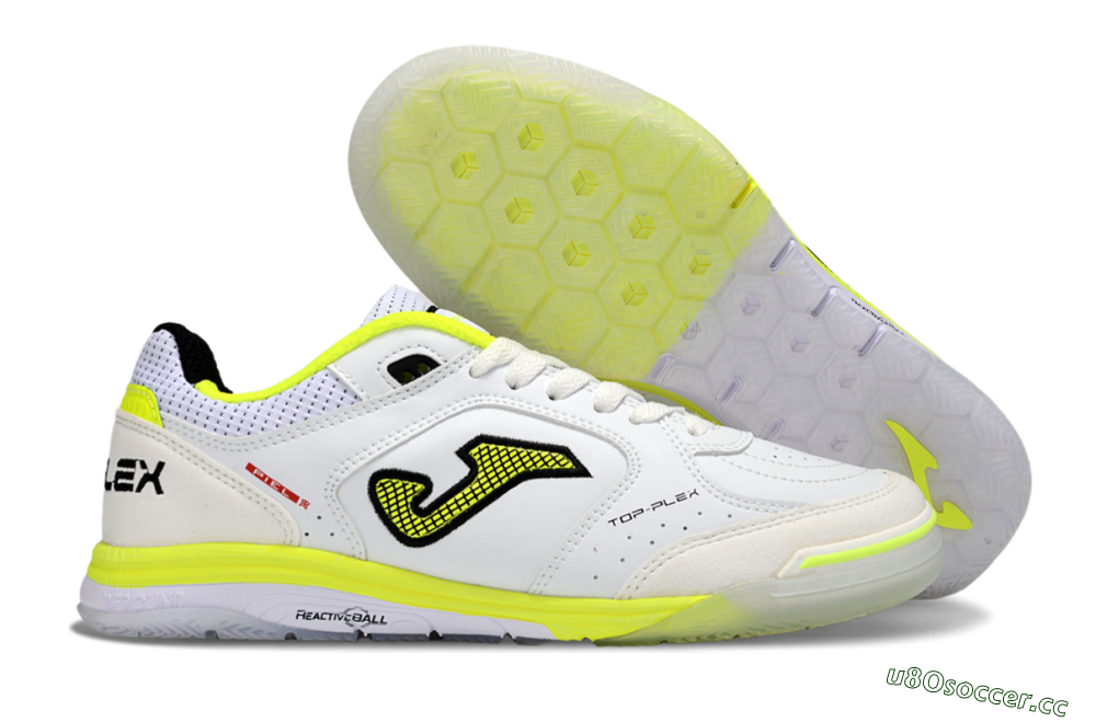 Men's Joma Top Flex IC Indoor & Futsal Low-Tops Football Shoes - White/Neon Yellow/Black 2