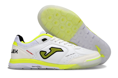 Men's Joma Top Flex IC Indoor & Futsal Low-Tops Football Shoes - White/Neon Yellow/Black