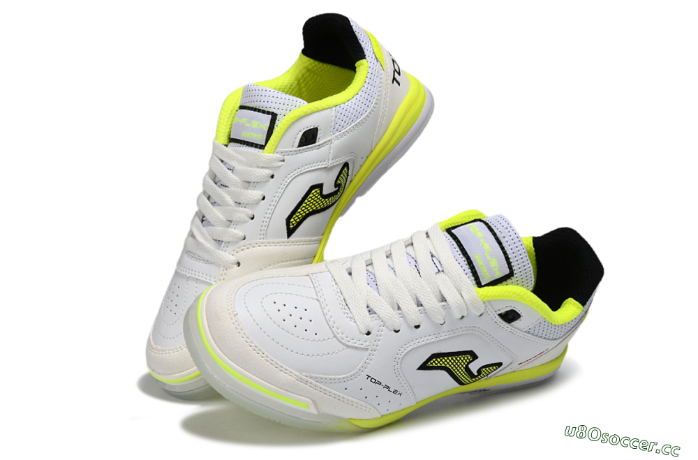 Men's Joma Top Flex IC Indoor & Futsal Low-Tops Football Shoes - White/Neon Yellow/Black 3