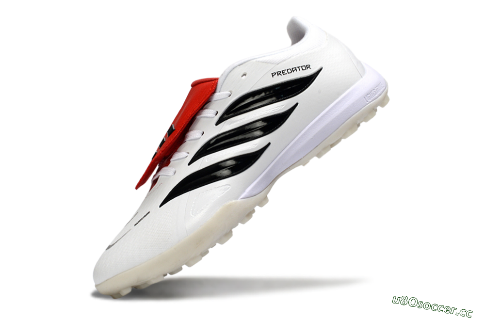 Men's Adidas Predator 26 Elite Fold-Over Tongue TF Artificial Turf Low-Tops Football Shoes - White/Crimson Red/Black 5