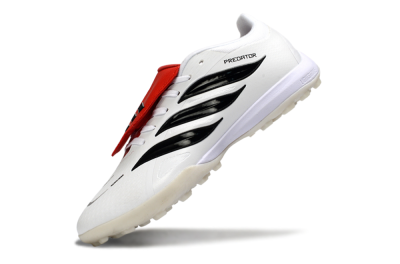 Men's Adidas Predator 26 Elite Fold-Over Tongue TF Artificial Turf Low-Tops Football Shoes - White/Crimson Red/Black