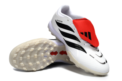 Men's Adidas Predator 26 Elite Fold-Over Tongue TF Artificial Turf Low-Tops Football Shoes - White/Crimson Red/Black