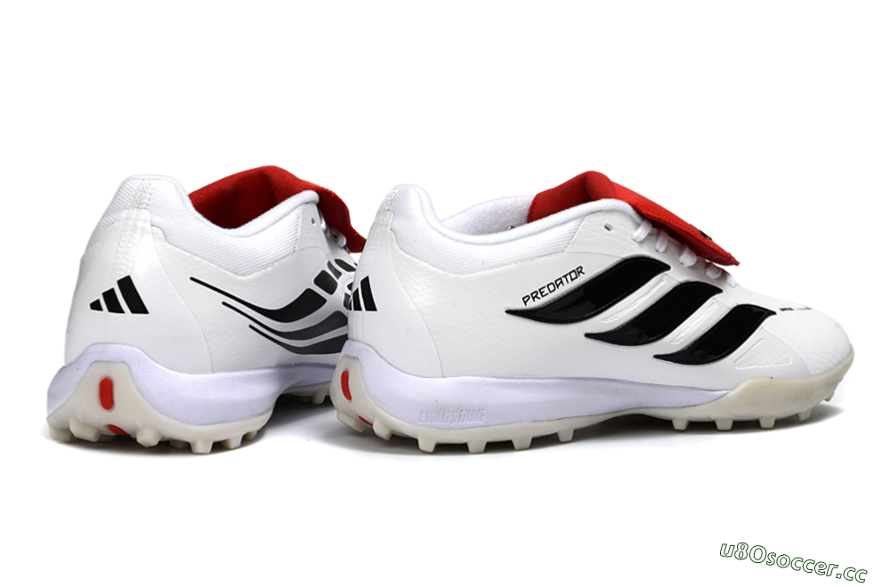 Men's Adidas Predator 26 Elite Fold-Over Tongue TF Artificial Turf Low-Tops Football Shoes - White/Crimson Red/Black 6