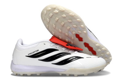 Men's Adidas Predator 26 Elite Fold-Over Tongue TF Artificial Turf Low-Tops Football Shoes - White/Crimson Red/Black