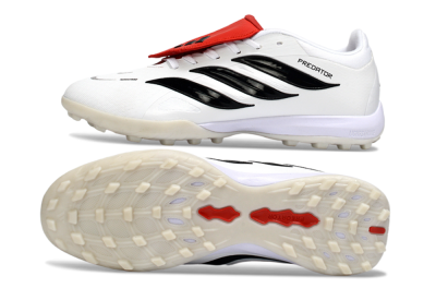 Men's Adidas Predator 26 Elite Fold-Over Tongue TF Artificial Turf Low-Tops Football Shoes - White/Crimson Red/Black
