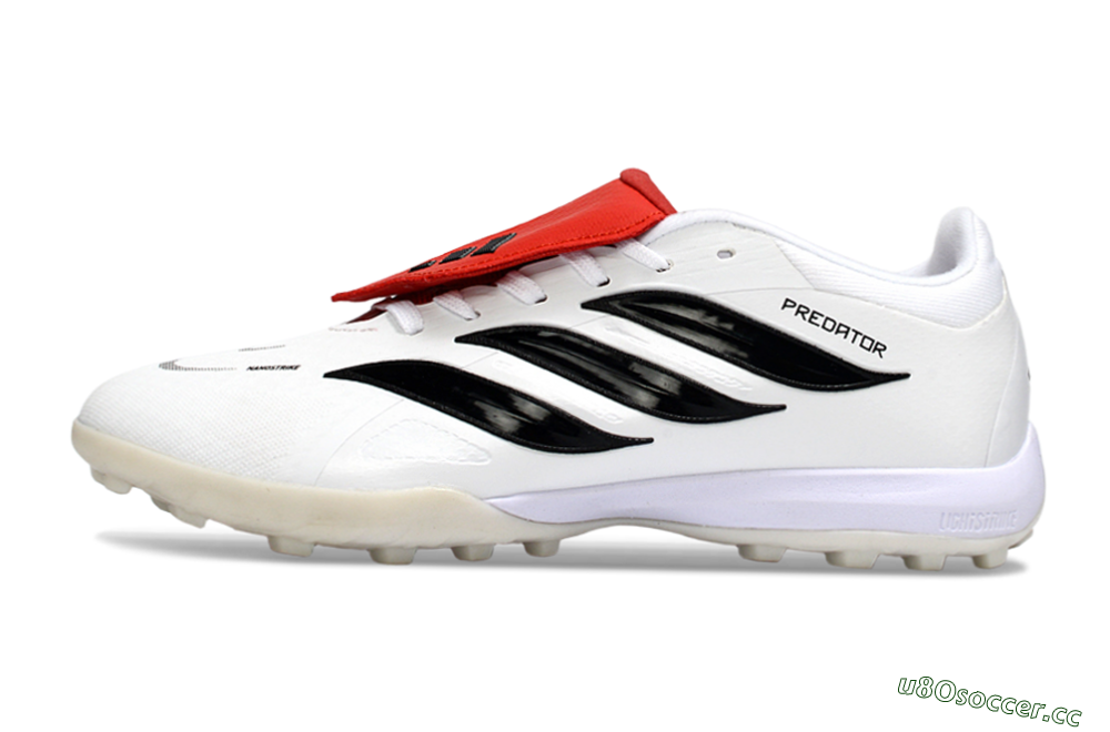 Men's Adidas Predator 26 Elite Fold-Over Tongue TF Artificial Turf Low-Tops Football Shoes - White/Crimson Red/Black 0