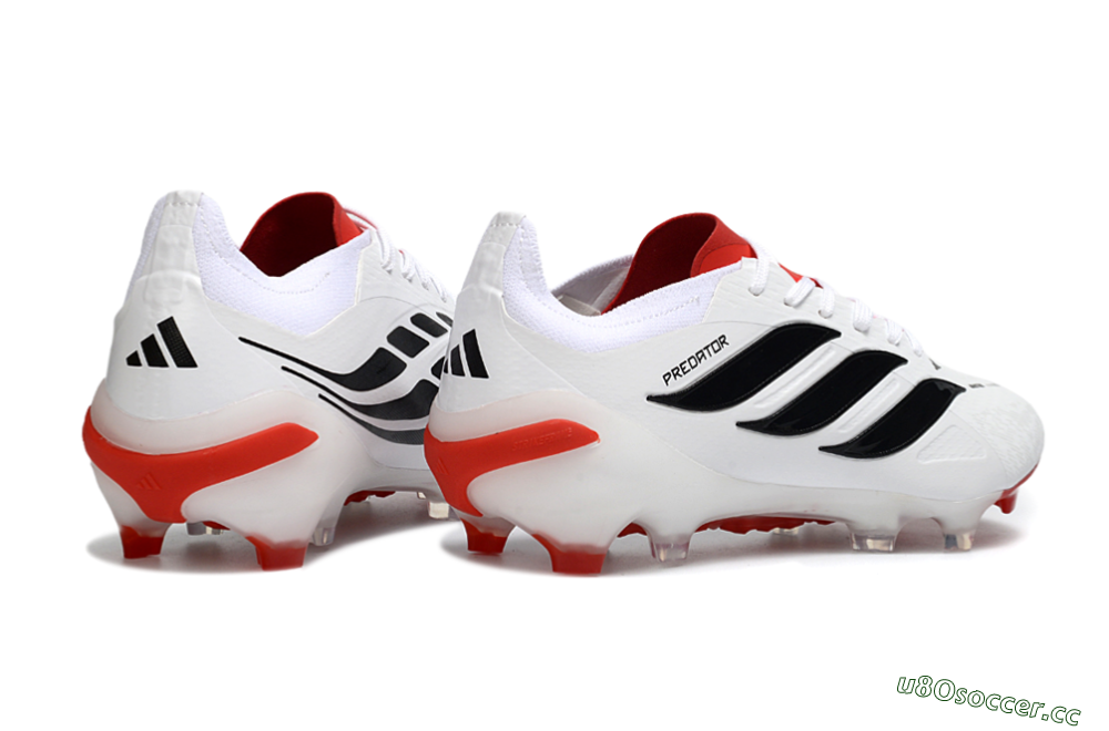 Men's Adidas Predator 26 Elite FG Firm Ground Low-Tops Football Boots - White/Crimson/Black 6