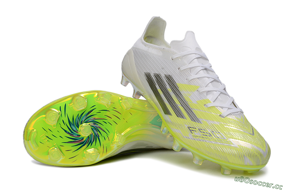 Unisex Adidas F50 Elite FG Firm Ground Low-Tops Football Boots - Yellow/Vibrant Lime/Crystal White 3