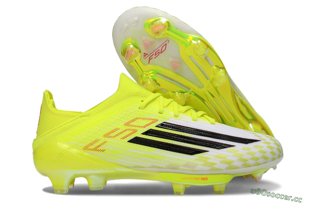 Unisex Adidas F50 Lightstrike Pro FG Firm Ground Low-Tops Football Boots - Yellow/Lime Burst/White Flash 2