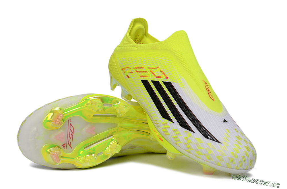 Unisex Adidas F50 Lightstrike Pro Laceless FG Firm Ground Low-Tops Football Boots - Yellow/Luminous Yellow/Electric Green 3