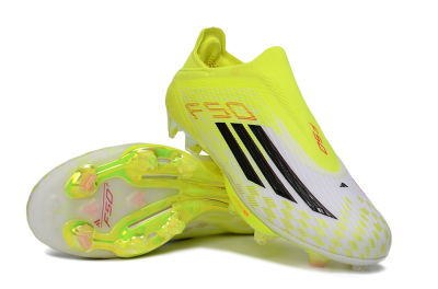 Unisex Adidas F50 Lightstrike Pro Laceless FG Firm Ground Low-Tops Football Boots - Yellow/Luminous Yellow/Electric Green