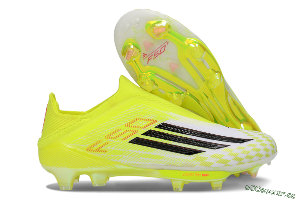 Unisex Adidas F50 Lightstrike Pro Laceless FG Firm Ground Low-Tops Football Boots - Yellow/Luminous Yellow/Electric Green 2