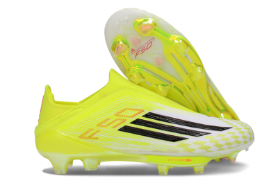Unisex Adidas F50 Lightstrike Pro Laceless FG Firm Ground Low-Tops Football Boots - Yellow/Luminous Yellow/Electric Green