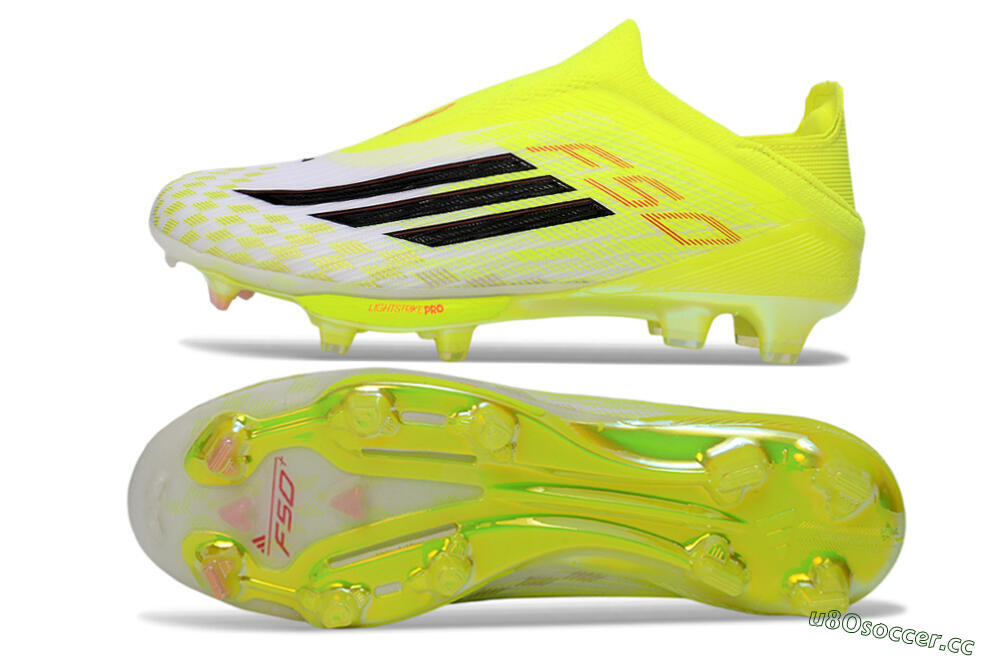 Unisex Adidas F50 Lightstrike Pro Laceless FG Firm Ground Low-Tops Football Boots - Yellow/Luminous Yellow/Electric Green 1