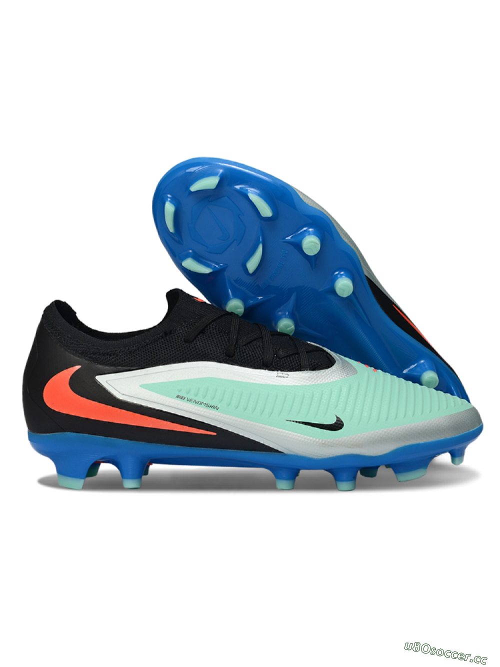 Unisex Nike Phantom 6 Low Elite FG Firm Ground Low-Tops Football Boots - Aqua/Coral Blue/Silver 2